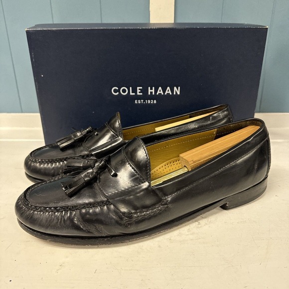Men's Cole Haan Air Black Pinch Tassel Loafers Size 11 Leather
